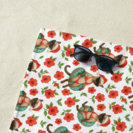 Weihnachten im Juli Hawaiianischer Roter Hibiskus  Strandtuch
