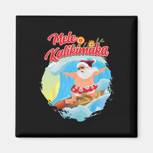 Weihnachten im Juli Hawaiianischer Santa-Surfing M Magnet