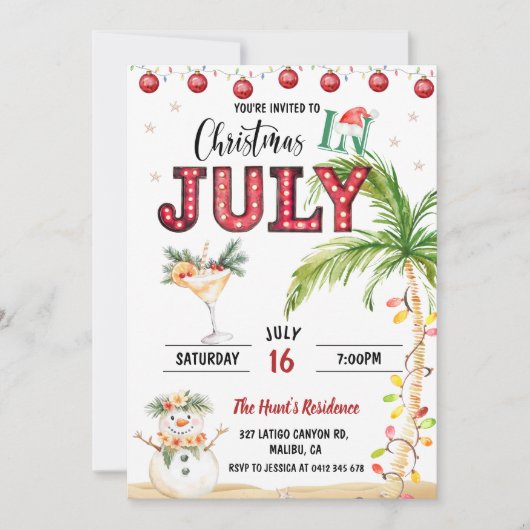 Weihnachten im Juli im Party Einladung (Vorderseite)