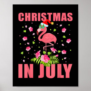 Weihnachten im Juli in rosa Flamingo lustige Weihn Poster