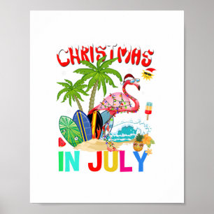 Weihnachten im Juli in rosa Flamingo lustige Weihn Poster