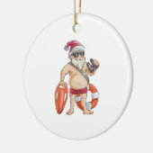 Weihnachten im Juli in Santa Lifeguard Keramik Ornament (Links)