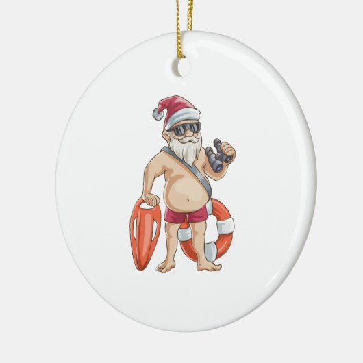 Weihnachten im Juli in Santa Lifeguard Keramik Ornament (Links)
