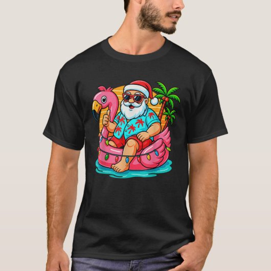 Weihnachten im Juli Jungs Kinder Santa Flamingo So T-Shirt (Vorderseite)