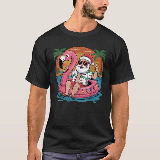 Weihnachten im Juli Jungs Kinder Santa Flamingo So T-Shirt (Vorderseite)