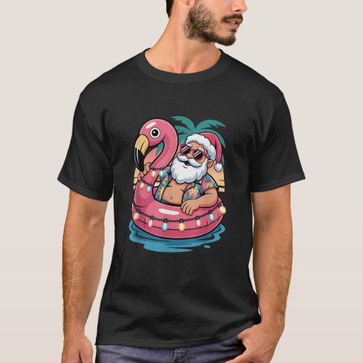 Weihnachten im Juli Jungs Kinder Santa Flamingo So T-Shirt (Vorderseite)