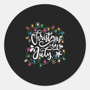 Weihnachten im Juli Licht Lustiger Sommer Xmas Män Runder Aufkleber