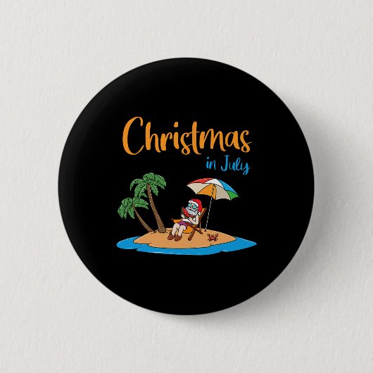 Weihnachten im Juli Lustiger Santa isst Wassermelo Button (Vorderseite)