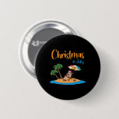 Weihnachten im Juli Lustiger Santa isst Wassermelo Button (Vorne & Hinten)