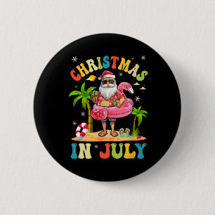 Weihnachten im Juli Lustiger Santa Sommer Strandfe Button