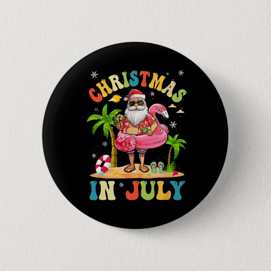 Weihnachten im Juli Lustiger Santa Sommer Strandfe Button (Vorderseite)
