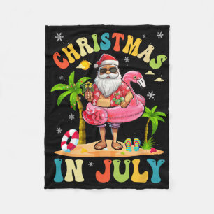 Weihnachten im Juli Lustiger Santa Sommer Strandfe Fleecedecke