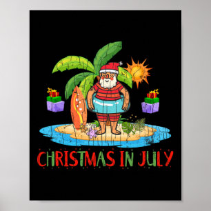 Weihnachten im Juli Lustiger Santa Sommerferien Gr Poster