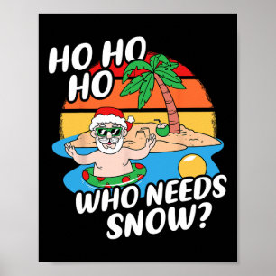 Weihnachten im Juli Lustiger Santa Surft Sommerstr Poster