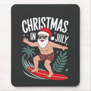 Weihnachten im Juli Lustiger Surfing Santa Urlaub  Mousepad