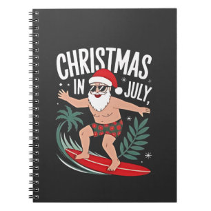 Weihnachten im Juli Lustiger Surfing Santa Urlaub Notizblock