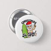 Weihnachten im Juli Lustiger Weihnachtsmann Grafik Button (Vorne & Hinten)