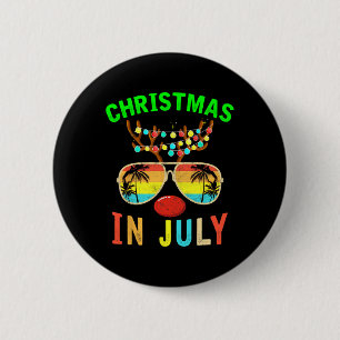 Weihnachten im Juli Lustiges Rentier Strand Sommer Button
