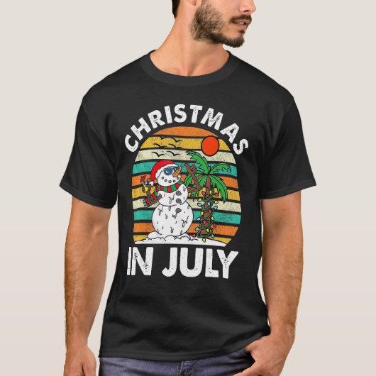 Weihnachten im Juli Melgende Snowman Beach Summer T-Shirt (Vorderseite)