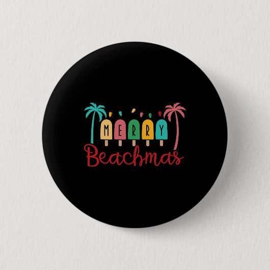 Weihnachten im Juli Merry Beachmas Sommerferien Button (Vorderseite)