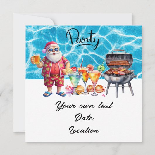 Weihnachten im Juli mit dem Weihnachtsmann am Stra Einladung (Vorderseite)