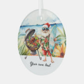 Weihnachten im Juli mit dem Weihnachtsmann am Stra Ornament Aus Glas (Vorderseite links)