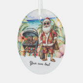 Weihnachten im Juli mit dem Weihnachtsmann am Stra Ornament Aus Glas (Vorderseite links)