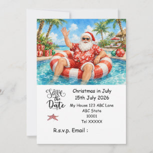 Weihnachten im Juli mit dem WEIHNACHTSMANN Datum s Einladung