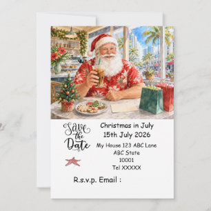 Weihnachten im Juli mit dem WEIHNACHTSMANN Datum v Einladung