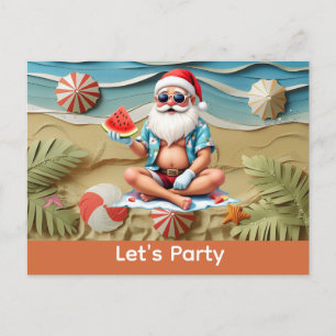 Weihnachten im Juli mit dem WEIHNACHTSMANN Gesch Einladungspostkarte