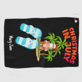 Weihnachten im Juli mit dem Weihnachtsmann Golfhandtuch (Horizontal)