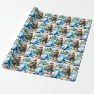 Weihnachten im Juli mit dem WEIHNACHTSMANN surfen Geschenkpapier