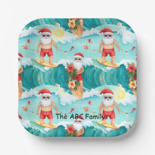 Weihnachten im Juli mit dem WEIHNACHTSMANN surfen Pappteller