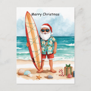 Weihnachten im Juli mit dem WEIHNACHTSMANN surfen Postkarte
