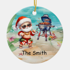 Weihnachten im Juli mit SANTA CLAUS am Strand Keramik Ornament