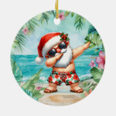 Weihnachten im Juli mit SANTA CLAUS am Strand Keramik Ornament (Hinten)