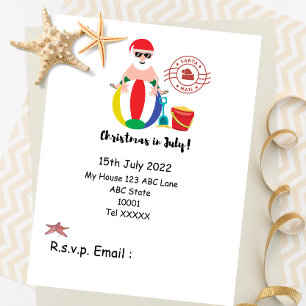 Weihnachten im Juli mit SANTA CLAUS am Strand Postkarte