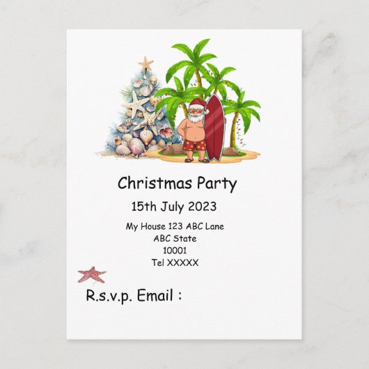 Weihnachten im Juli mit SANTA CLAUS am Strand Postkarte (Vorderseite)