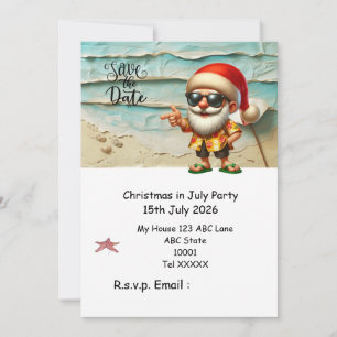 Weihnachten im Juli mit SANTA CLAUS Datum speicher Einladung