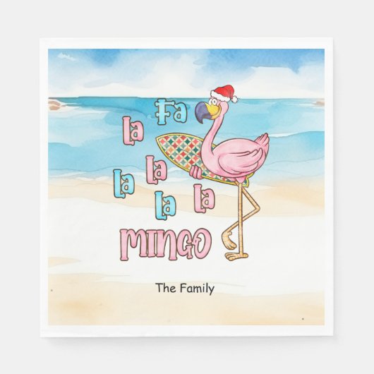 Weihnachten im Juli mit SANTA CLAUS Flamingo Serviette (Vorderseite)