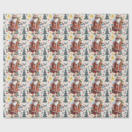 Weihnachten im Juli mit SANTA CLAUS Geschenkpapier (Flach)