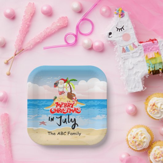Weihnachten im Juli mit SANTA CLAUS Paper-Tellern Pappteller (Party)