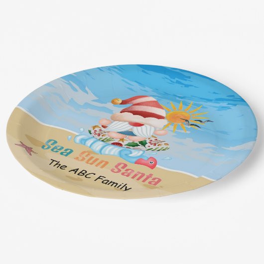 Weihnachten im Juli mit SANTA CLAUS Pappteller (Schrägansicht)