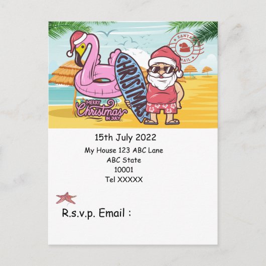 Weihnachten im Juli mit SANTA CLAUS Postkarte (Vorderseite)