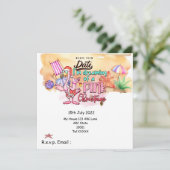 Weihnachten im Juli mit SANTA flamingo Einladung (Stehend Vorderseite)