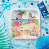 Weihnachten im Juli mit SANTA flamingo Pappteller (Party)