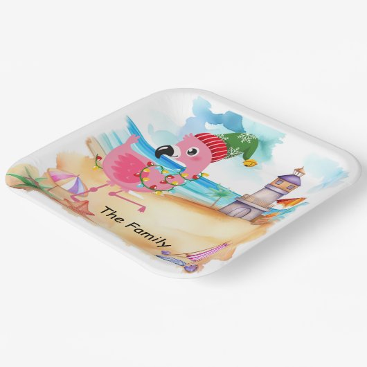 Weihnachten im Juli mit SANTA flamingo Pappteller (Gewinkelt)