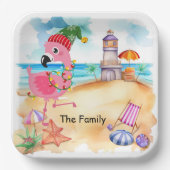 Weihnachten im Juli mit SANTA flamingo Pappteller (Vorderseite)