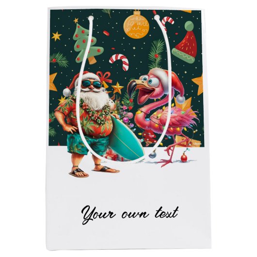Weihnachten im Juli mit Santa Flamingo Tanz Mittlere Geschenktüte (Vorderseite)