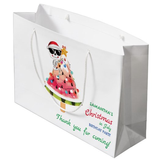 Weihnachten im Juli Naughty oder Nice Kleinkind Ge Große Geschenktüte (Rückseite Schrägansicht)